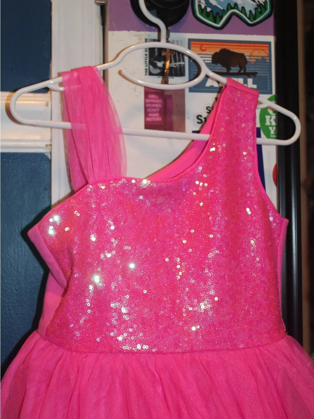 Cat & Jack Girls Sequin Tutu Dress Hot Pink Tulle Party Birthday Size 6